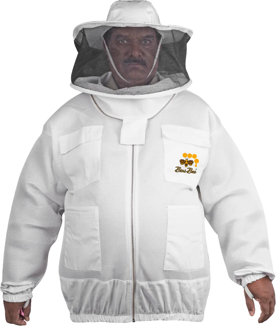 Beekeeping Jacket 2 Layer Mesh Round Head Ultra Light Jacket Protective Gear Bini Bees