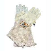 Ventilated beekeeping gloves with leather palm and protective mesh cuff
