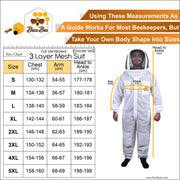 Beekeeping 3 Layer Suit With Hoodie Veil | Sting-Resistant, Breathable Protective Gear for Professional Beekeepers Bini Bee