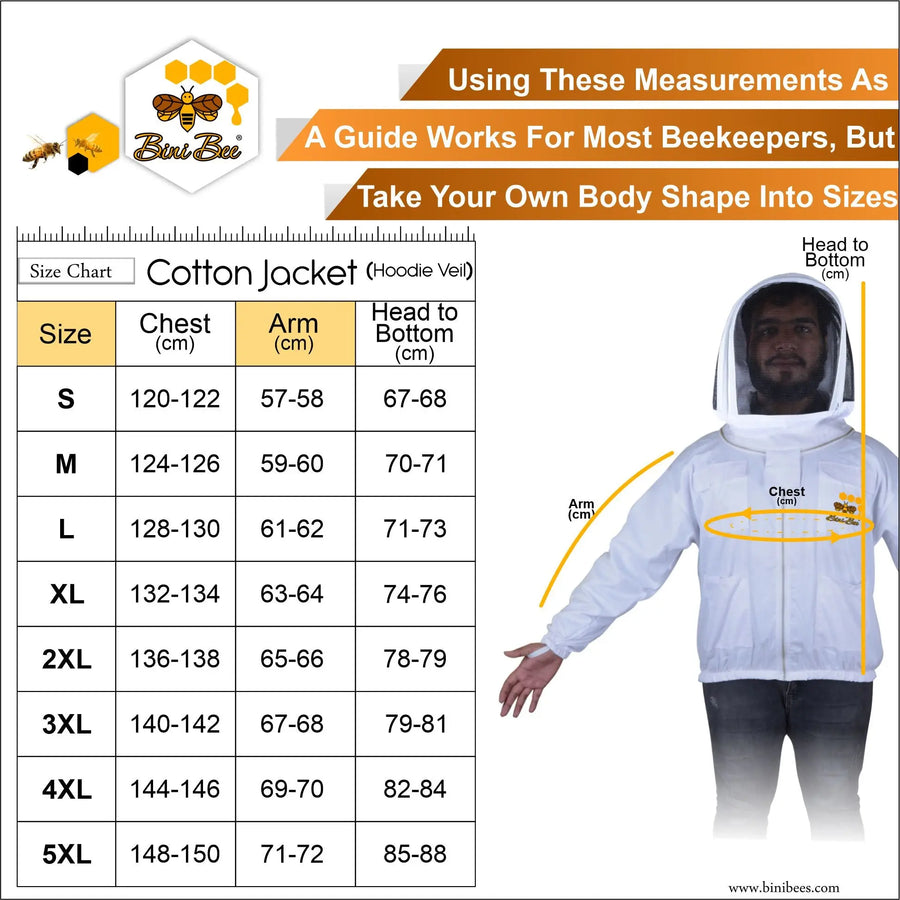 Cotton Beekeeping Jacket With Hood Veil – Comfortable & Protective Gear for Beekeepers Bini Bee