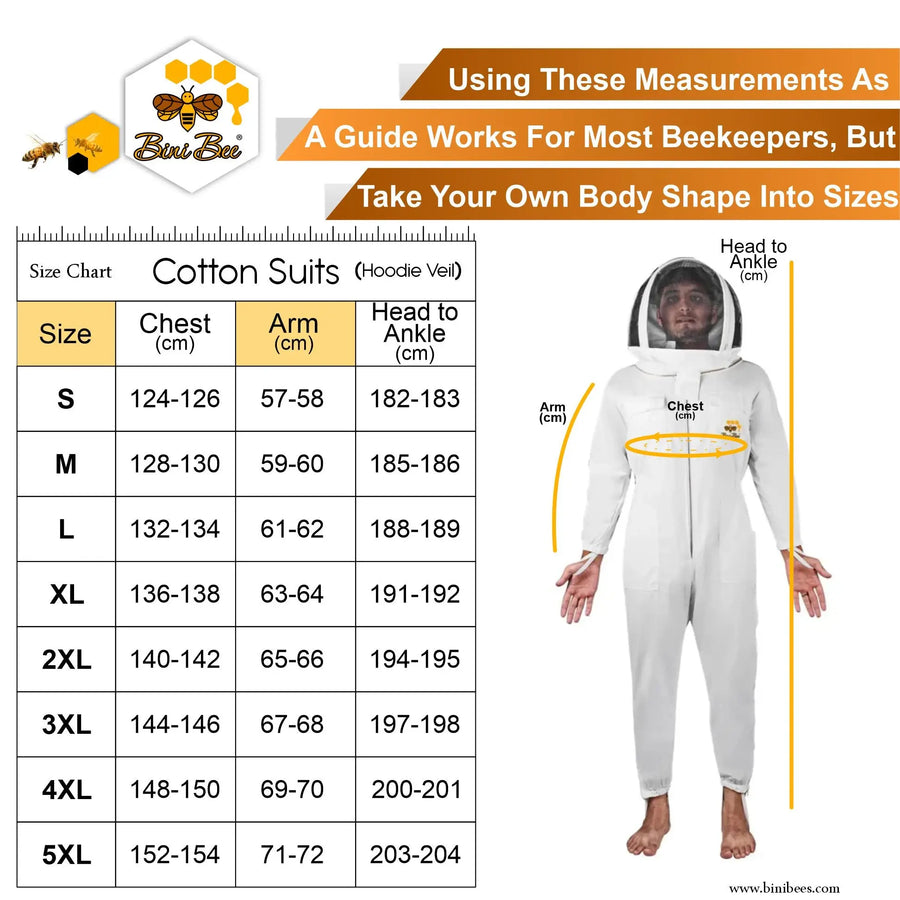 Cotton Beekeeping Suit with Hoodie Veil – Comfortable & Protective Bini Bee