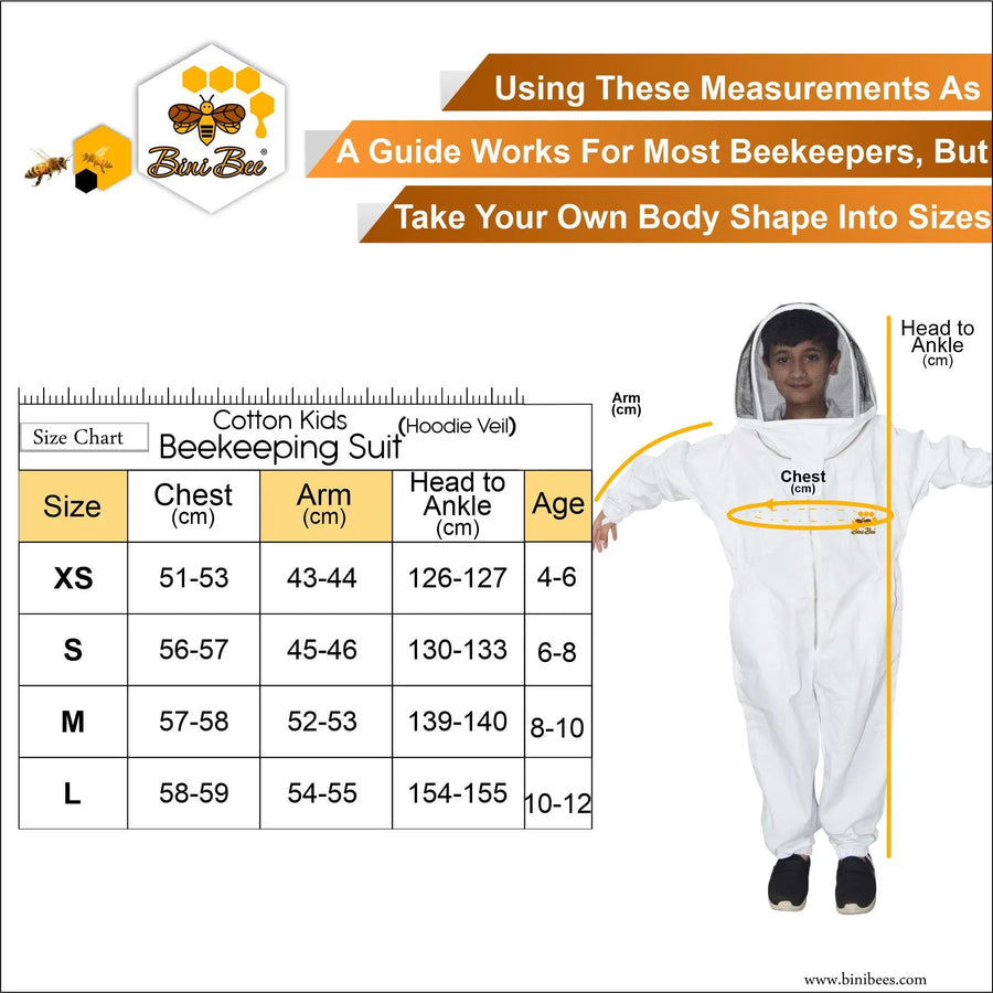 Cotton Kids Beekeeping Suit – Lightweight Protective Gear with Fencing Veil Bini Bees
