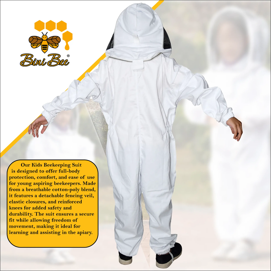 Cotton Kids Beekeeping Suit – Lightweight Protective Gear with Fencing Veil Bini Bees
