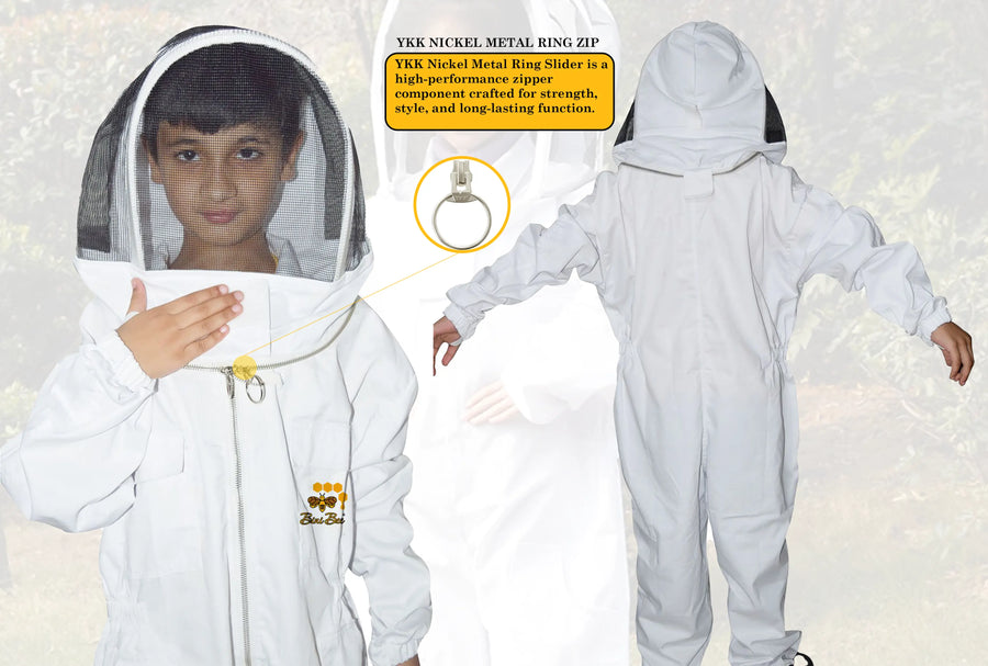 Cotton Kids Beekeeping Suit – Lightweight Protective Gear with Fencing Veil Bini Bees