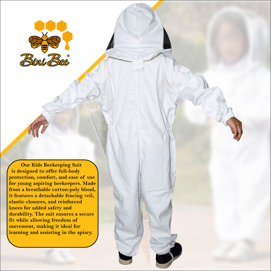 Cotton Kids Beekeeping Suit – Lightweight Protective Gear with Fencing Veil Bini Bees
