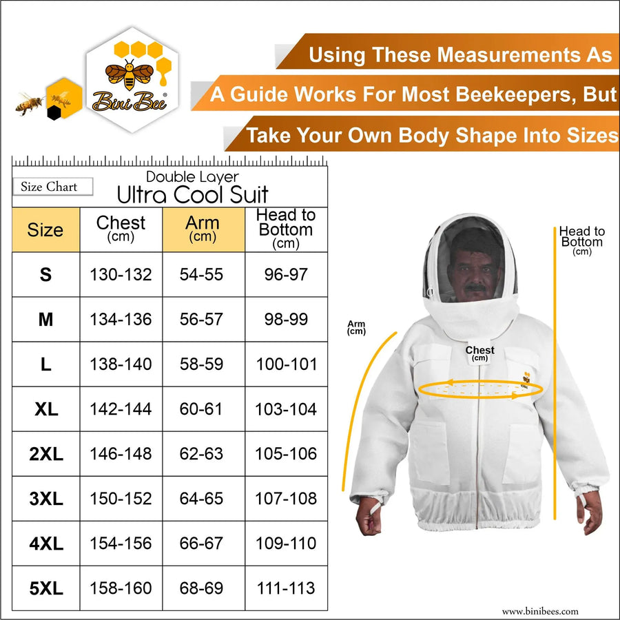 Premium 2 Layer Mesh Beekeeping Jacket with Hoodie Veil – Maximum Comfort & Protection Bini Bee