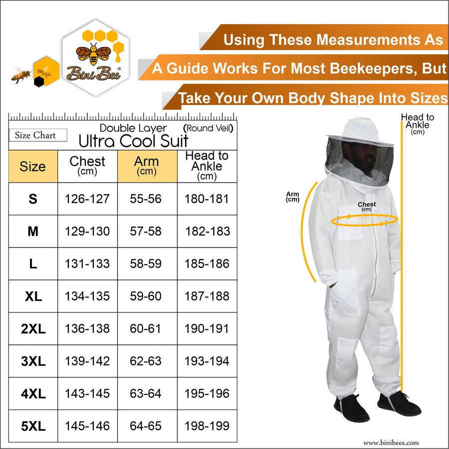 Premium 2 Layer Mesh Beekeeping Suit with Round Veil – Maximum Protection & Comfort Bini Bee