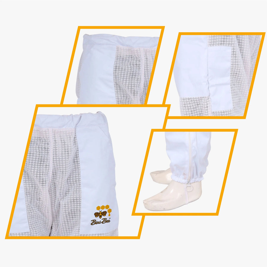 Ventilated beekeeping trousers breathable mesh bee pants

Beekeeping pants for men lightweight protective gear

Beekeeper trousers with elastic ankle protection

Beekeeping safety pants sting proof apiary clothing