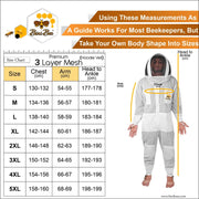 Premium 3 Layer Ventilated Beekeeping Suit With Hoodie Veil Bini Bees