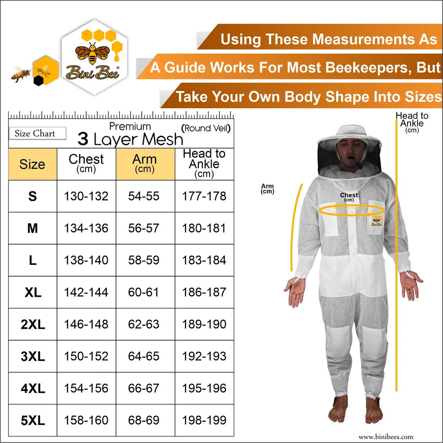 Premium 3 Layer Ventilated Beekeeping Suit With Round Veil – Sting Protection - Bini Bees