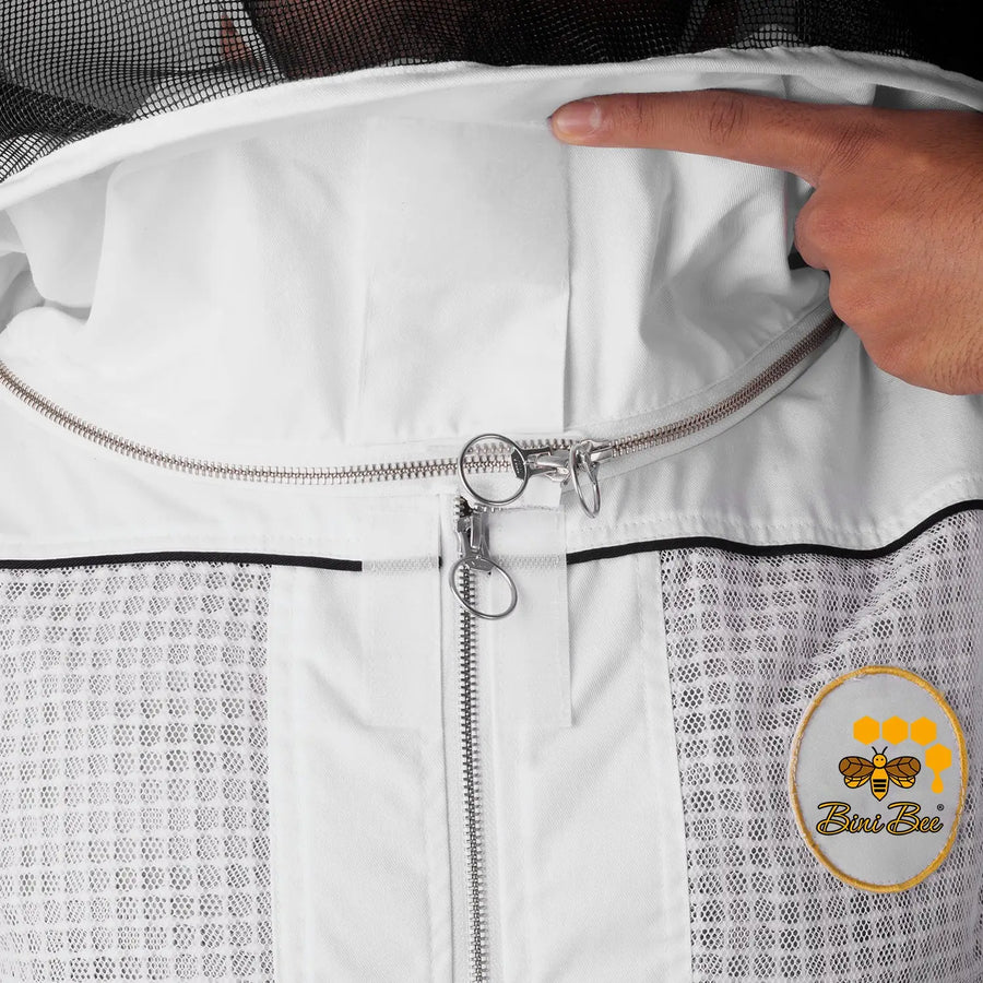 Semi Ventilated Cotton Beekeeping Jacket with Round Veil – Comfort & Safety Bini Bees