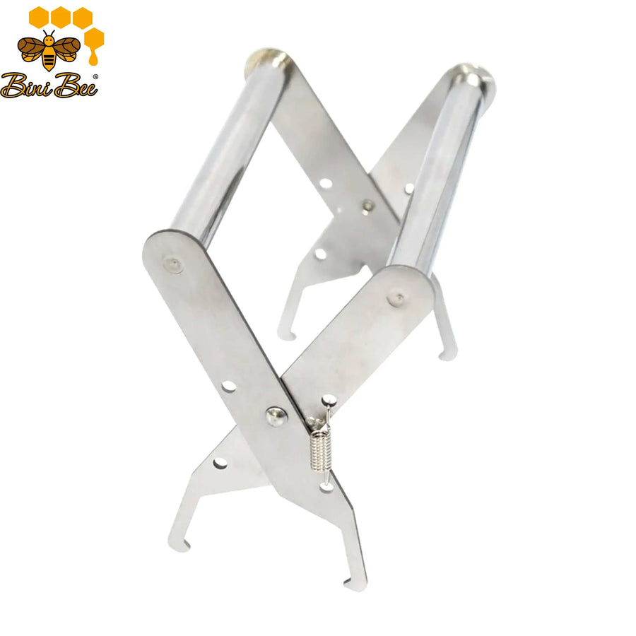 Stainless steel beehive frame grip holder with spring mechanism for lifting hive frames