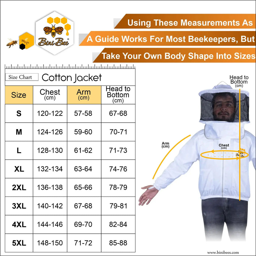 Standard Cotton Beekeeping Jacket With Round Veil Bini Bee