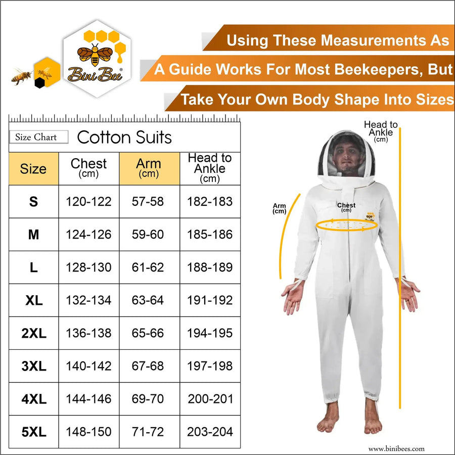 Standard Cotton Beekeeping Suit With Hood Style Veil Bini Bee