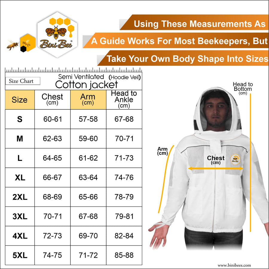 Beekeeping Bee Cotton Semi Ventilated Jacket With Hood Style Veil Protective Gear Bini Bees