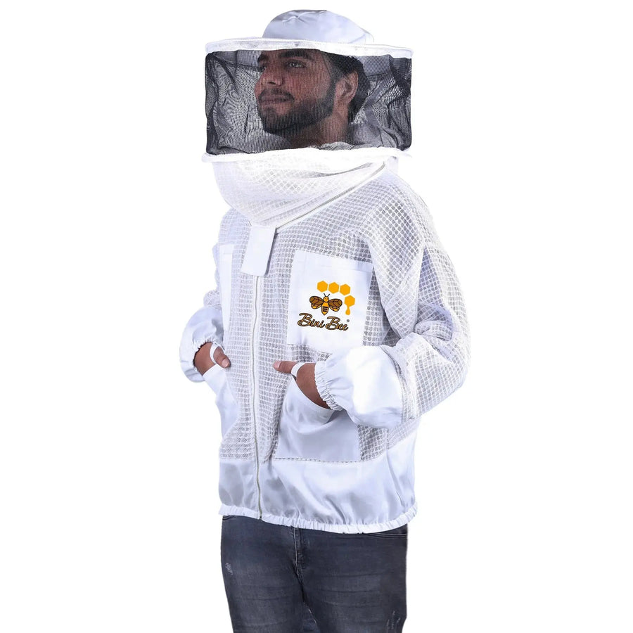 3 Layer Mesh Ventilated Beekeeping Jacket With Round Head Veil Bini Bees