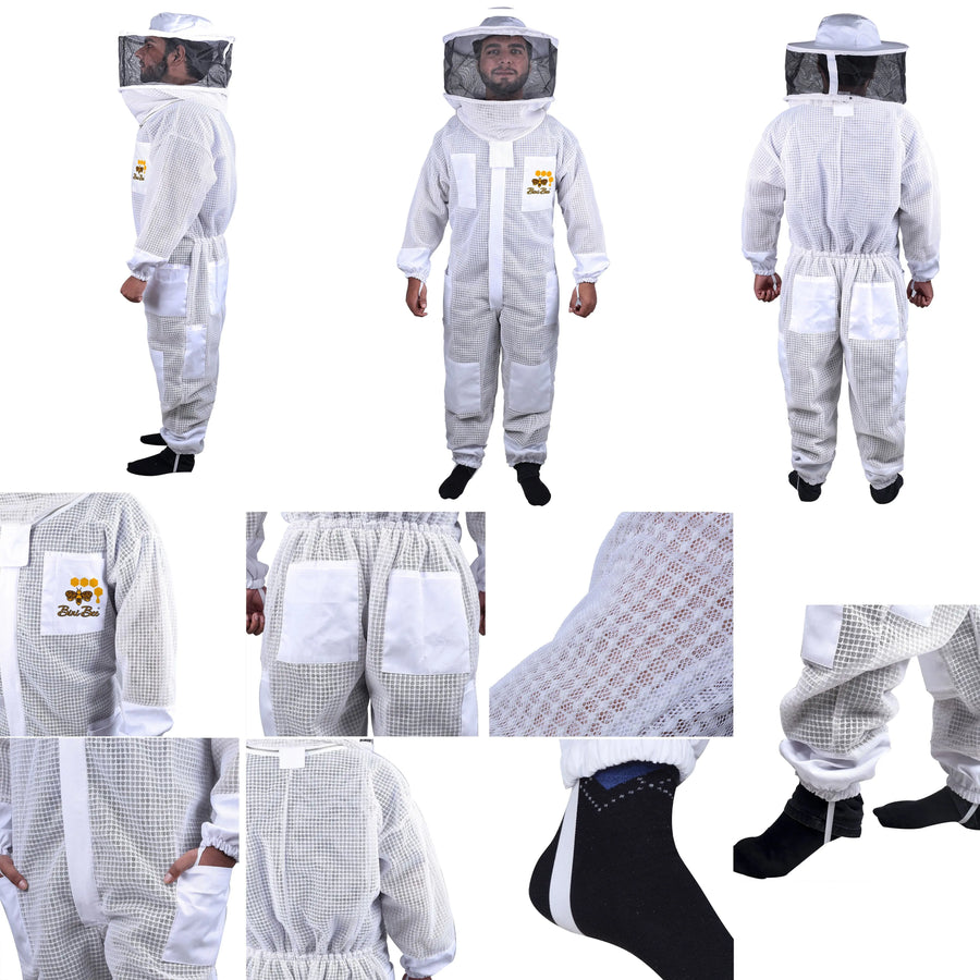 3 Layer Mesh Beekeeping Ventilated Suit With Round Veil Bini Bee